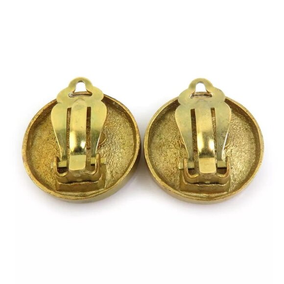 Auth CHANEL Vintage CC Logo Clip on Earrings Gold Metal - Picture 11 of 16